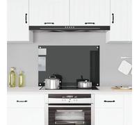 vidaXL Protección salpicaduras cocina vidrio templado negro 90x60 cm