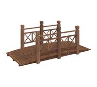 vidaXL Puente de jardín con barandillas madera de abeto 150x67x56cm Color Natural, Marrón oscuro, y mas