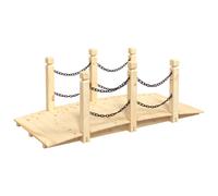 vidaXL Puente de jardín con cadenas madera maciza abeto 150x67x56cm Color Marrón oscuro, Natural, y mas