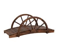 vidaXL Puente de jardín con media rueda madera maciza abeto 99x50x38cm