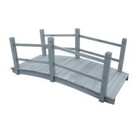 vidaXL Puente de jardín madera maciza de abeto gris 140x60x56 cm