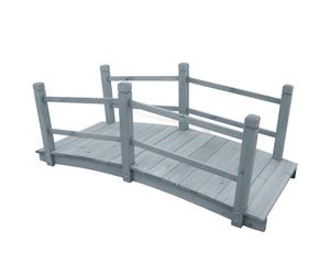 vidaXL Puente de jardín madera maciza de abeto gris 140x60x56 cm
