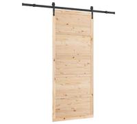 vidaXL Puerta corredera natural 100 x 208 cm madera de pino maciza, riel ajustable