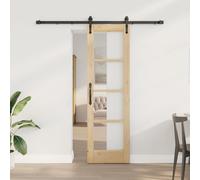 vidaXL Puerta Corredera 61 x 198,5 cm Madera de pino maciza y vidrio