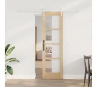 vidaXL Puerta Corredera 61 x 198,5 cm Madera de pino maciza y vidrio