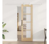 vidaXL Puerta Corredera 61 x 198,5 cm Madera de pino maciza y vidrio