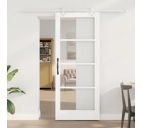 vidaXL Puerta Corredera 83 x 202 cm Madera de pino maciza y vidrio