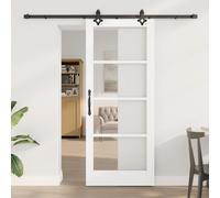 vidaXL Puerta Corredera 83 x 202 cm Madera de pino maciza y vidrio