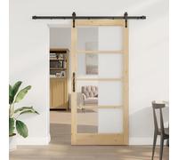 vidaXL Puerta Corredera 93 x 202 cm Madera de pino maciza y vidrio