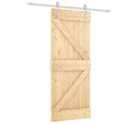 vidaXL Puerta corredera, color natural y blanco, 85 x 210 cm, madera maciza de pino
