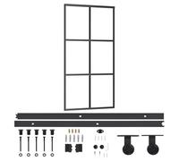 vidaXL Puerta Corredera con Herrajes Entrada Corrediza Deslizante Hogar Cuarto de Baño Salón Sala de Estar Habitación ESG Vidrio y Aluminio 102x205 cm