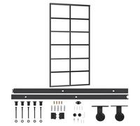 vidaXL Puerta corredera con herrajes ESG vidrio y aluminio 102x205 cm Negro