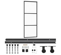 vidaXL Puerta corredera con herrajes – Vidrio ESG y aluminio – 76x205 cm