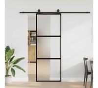 vidaXL Puerta corredera con herrajes, color , 76x205 cm, vidrio templado