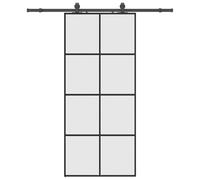 vidaXL Puerta corredera con Set herrajes Negro 90x205 cm Vidrio ESG, Puerta Interior, Puerta corrediza de Granero, Puerta corrediza Interior