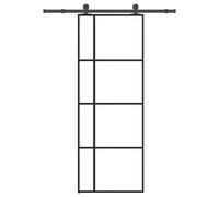 vidaXL Puerta corredera con set herrajes vidrio ESG aluminio 76x205 cm