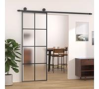 vidaXL Puerta Corredera con Set Herrajes Vidrio ESG Aluminio Herramienta Dimensiones 76 x 205 cm, 90 x 205 cm, 102.5 x 205 cm