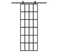 vidaXL Puerta corredera con set herrajes vidrio ESG aluminio 76x205 cm