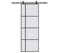 vidaXL Puerta corredera con set herrajes Vidrio ESG Aluminio 76x205 cm sobre riel interior