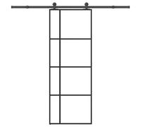 vidaXL Puerta corredera con set herrajes vidrio ESG aluminio 76x205 cm