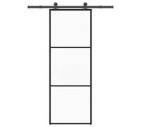 vidaXL Puerta corredera con set herrajes vidrio ESG aluminio 76x205 cm
