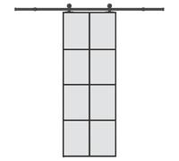 vidaXL Puerta corredera con Set herrajes Vidrio ESG Aluminio 76x205 cm, Puerta corrediza sobre riel, Puerta corrediza Interna, Puerta corrediza Interior