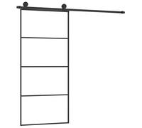 vidaXL Puerta corredera con set herrajes vidrio ESG aluminio 90x205 cm