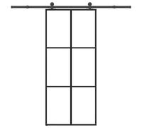 vidaXL Puerta corredera con set herrajes vidrio ESG aluminio 90x205 cm