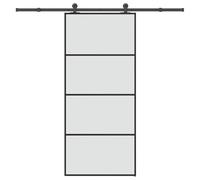 vidaXL Puerta corredera con set herrajes, vidrio ESG, aluminio, 90x205 cm, sobre riel