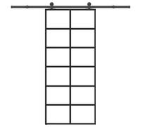 vidaXL Puerta corredera con set herrajes vidrio ESG aluminio 90x205 cm