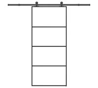 vidaXL Puerta corredera con set herrajes vidrio ESG aluminio 90x205 cm