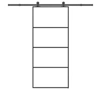 vidaXL Puerta corredera con set herrajes vidrio ESG aluminio 90x205 cm