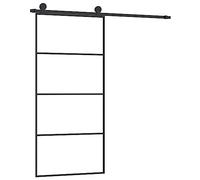 vidaXL Puerta corredera con set de herrajes vidrio ESG aluminio 90x205 cm