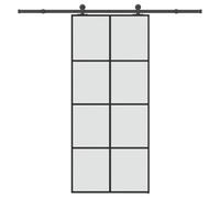 vidaXL Puerta corredera con Set herrajes Vidrio ESG Aluminio 90x205 cm, Puerta corrediza sobre riel, Puerta corrediza Interna, Puerta corrediza Interior