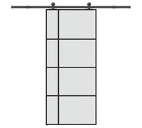 vidaXL Puerta corredera con Set herrajes Vidrio ESG Aluminio 90x205 cm, Puerta corrediza sobre riel, Puerta corrediza Interna, Puerta corrediza Interior