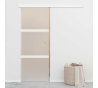 vidaXL Puerta Corredera Topes Suaves Vidrio ESG Aluminio Plateado Dimensiones 76 x 205 cm, 90 x 205 cm