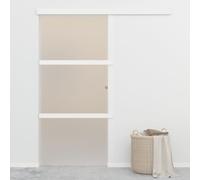 vidaXL Puerta corredera con topes suaves vidrio ESG aluminio 90x205 cm Plateado 90 x 205 cm