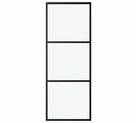 vidaXL Puerta corredera de 3 paneles ESG vidrio y aluminio negra 76x205 cm