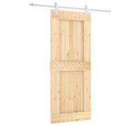 vidaXL Puerta corredera de 85 x 210 cm, hecha de madera de haya maciza (sin tratar)