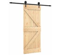 vidaXL Puerta corredera de 85 x 210 cm, hecha de madera de haya maciza (sin tratar)