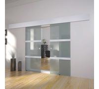 vidaXL Puerta corredera doble de vidrio