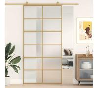 vidaXL Puerta Corredera Panel de Hogar Vidrio ESG Esmerilado y Aluminio Color Dorado y mate, Dorado, y mas