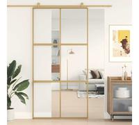 vidaXL Puerta corredera dorada de vidrio ESG transparente y aluminio