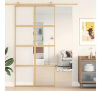 vidaXL Puerta corredera dorada de vidrio ESG transparente y aluminio