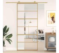 vidaXL Puerta Corredera Panel de Hogar Vidrio ESG Transparente y Aluminio Color Dorado, Dorado y mate, y mas