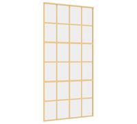 vidaXL Puerta Corredera Panel de Hogar Vidrio ESG Esmerilado y Aluminio Color Dorado y mate, Dorado, y mas