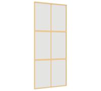 vidaXL Puerta corredera dorada vidrio ESG esmerilado aluminio 90x205cm
