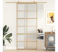 vidaXL Puerta Corredera Panel de Hogar Vidrio ESG Transparente y Aluminio Color Dorado, Dorado y mate, y mas
