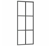 vidaXL Puerta corredera ESG de vidrio y aluminio negra para baño 76/90/102 x 205 cm