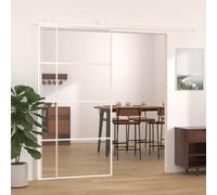 vidaXL Puerta corredera ESG vidrio y aluminio blanca 102,5x205 cm